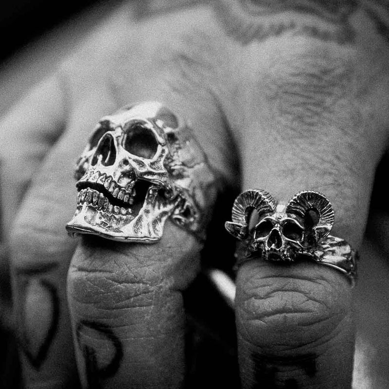 Gothic Punk Skull Rings for Men Retro Skeleton Black Red Cone Male Ring  Jewelry Biker Steampunk